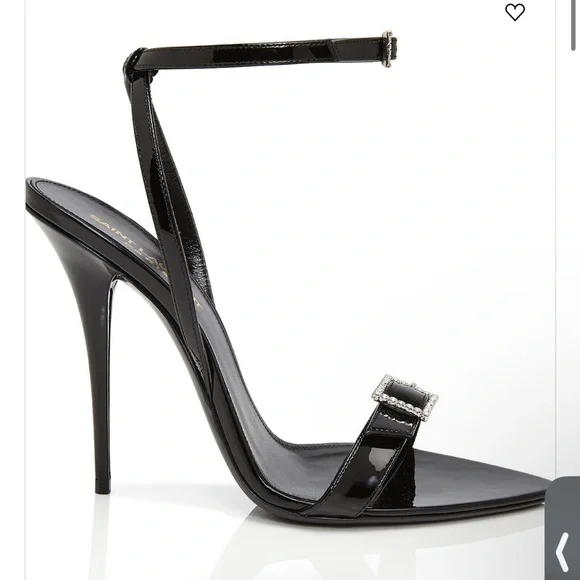 Saint Laurent Glossy Black Heels with Buckle - Picture 2 of 6